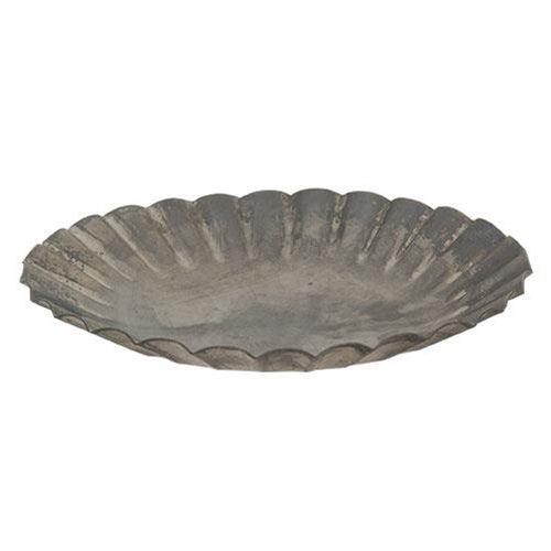 Graywashed Tin Fluted Candle Pan 55 - The Fox Decor