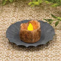 Graywashed Tin Fluted Candle Pan 35 - The Fox Decor