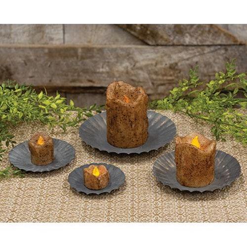 Graywashed Tin Fluted Candle Pan 55 - The Fox Decor
