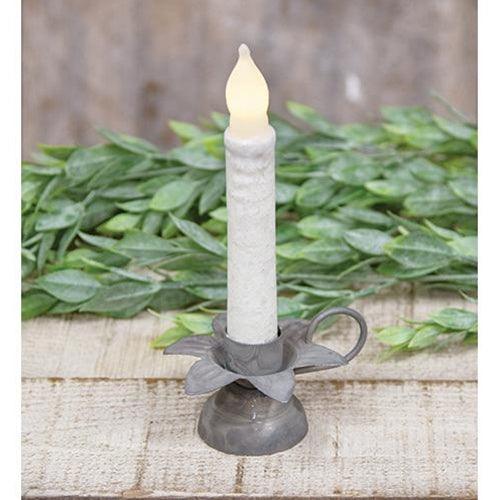 Antiqued Gray Blooming Flower Taper Holder - The Fox Decor