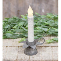 Antiqued Gray Blooming Flower Taper Holder - The Fox Decor