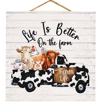 Life Is Better on the Farm Cow Print Truck Sign - The Fox Decor