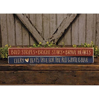 Bold Stripes Bright Stars Brave Hearts Engraved Block 18 - The Fox Decor