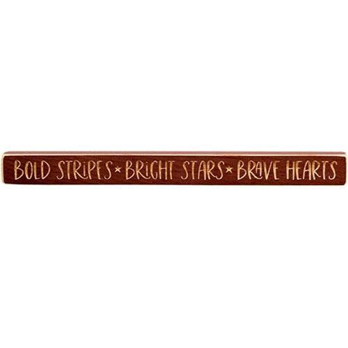 Bold Stripes Bright Stars Brave Hearts Engraved Block 18 - The Fox Decor