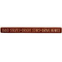 Bold Stripes Bright Stars Brave Hearts Engraved Block 18 - The Fox Decor