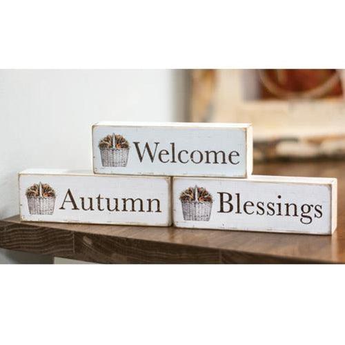 Welcome Autumn Blessing Block 3 asstd - The Fox Decor