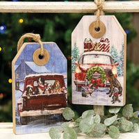 Winter Truck Scene Wooden Tag - The Fox Decor