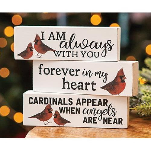 3 Set Always With You Cardinal Blocks - The Fox Decor