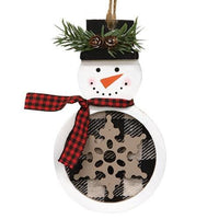 Buffalo Check Snowman w Snowflake Ornament - The Fox Decor