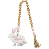 Hello Spring Wooden Bead Garland w Bunny - The Fox Decor