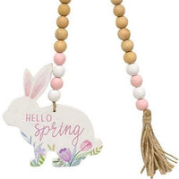 Hello Spring Wooden Bead Garland w Bunny - The Fox Decor