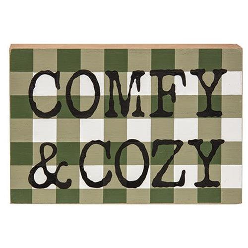 Comfy & Cozy Green Buffalo Check Box Sign - The Fox Decor