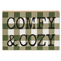 Comfy & Cozy Green Buffalo Check Box Sign - The Fox Decor