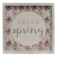 Hello Spring Cutout Floral Inset Box Sign - The Fox Decor