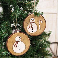 Teastained Primitive Snowman & Candy Cane Stitchery - The Fox Decor
