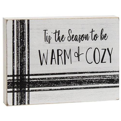 Warm Words Striped Wooden Block 3 Asstd - The Fox Decor