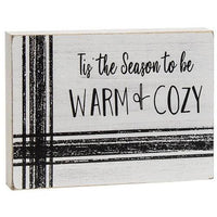Warm Words Striped Wooden Block 3 Asstd - The Fox Decor
