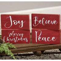 Holiday Script Red Word Block 4 Asstd - The Fox Decor