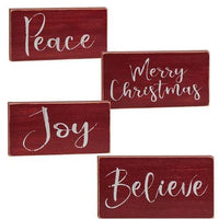 Holiday Script Red Word Block 4 Asstd - The Fox Decor