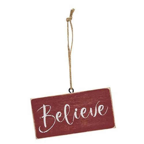 Holiday Script Red Word Ornament 4 Asstd - The Fox Decor