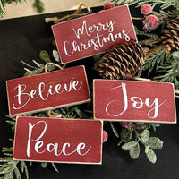 Holiday Script Red Word Ornament 4 Asstd - The Fox Decor