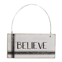 Black & White Stripe Holiday Word Ornament 3 Asstd - The Fox Decor