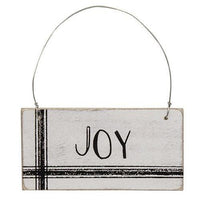 Black & White Stripe Holiday Word Ornament 3 Asstd - The Fox Decor