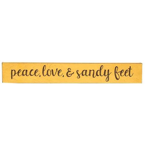 Peace Love & Sandy Feet Engraved Sign 24 - The Fox Decor