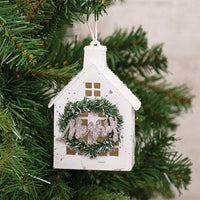 Flocked Merry House Ornament - The Fox Decor