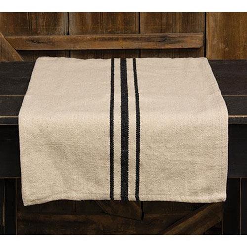 Cream & Black Grain Sack Long Runner - The Fox Decor
