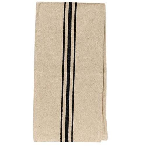 Cream & Black Grain Sack Long Runner - The Fox Decor