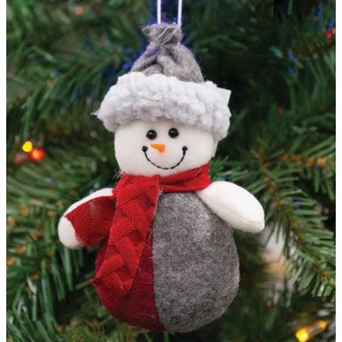 Red & Gray Plush Snowman - The Fox Decor