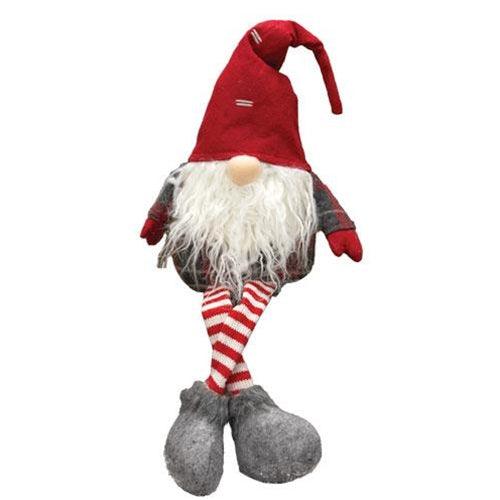 Dangle Leg Plush Red Gray Plaid Santa Gnome - The Fox Decor