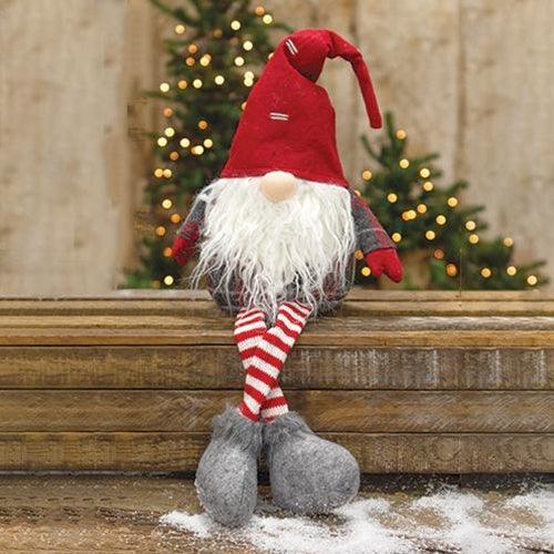 Dangle Leg Plush Red Gray Plaid Santa Gnome - The Fox Decor