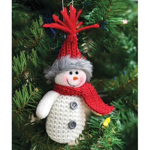 Snowman Ornament w Red Scarf & Hat - The Fox Decor