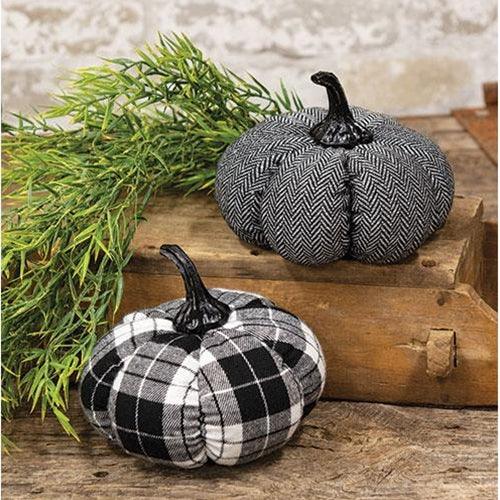 Medium Plush Black & White Pumpkin 2 Asstd - The Fox Decor