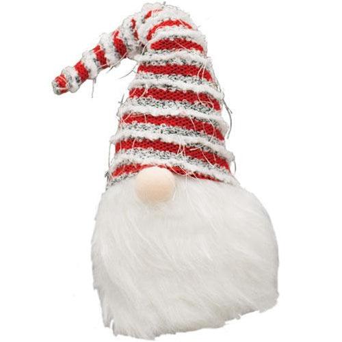 Plush Santa Gnome w Striped Hat - The Fox Decor
