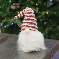 Plush Santa Gnome w Striped Hat - The Fox Decor