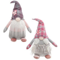 Pink Plaid Spring Gnomes 2 Asstd - The Fox Decor