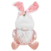 Sitting Pink Bunny Ear Gnome - The Fox Decor