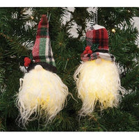 Plaid Santa Gnome Ornament w LED Light 2 Asstd - The Fox Decor