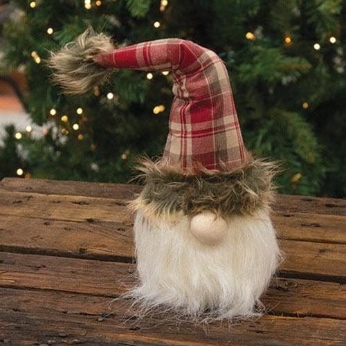 Sitting Red Plaid Santa Gnome - The Fox Decor