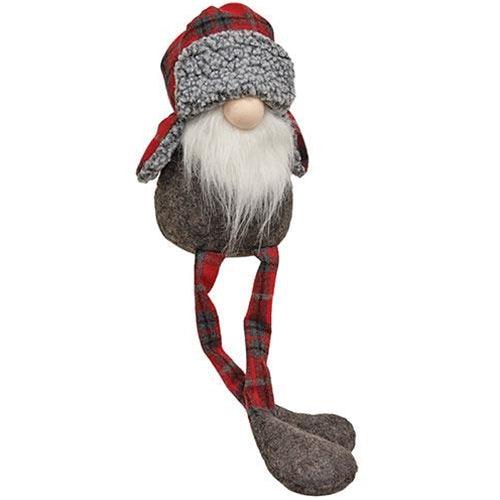 Large Dangle Leg Winter Plaid Gnome - The Fox Decor