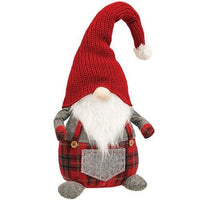 Large Winter Plaid Overalls Gnome - The Fox Decor