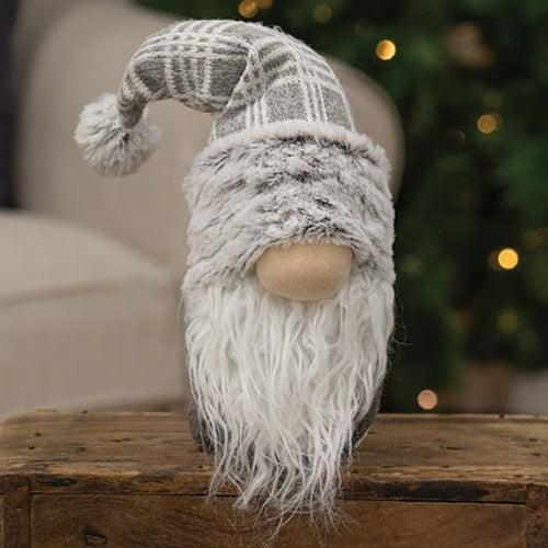 Gray & White Plaid Gnome Sitter - The Fox Decor