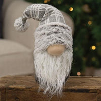 Gray & White Plaid Gnome Sitter - The Fox Decor
