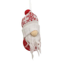 Red & White Snowflake Beanie Gnome Ornament - The Fox Decor