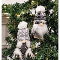 Mr & Mrs Gray & White Skier Gnome Ornament 2 Asstd - The Fox Decor