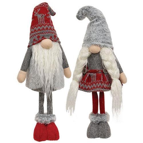 Mr or Mrs Nordic Snowflake Standing Gnome 2 Asstd - The Fox Decor