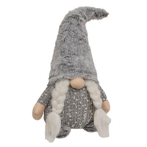 Mr or Mrs Gray Fuzzy Gnome Sitter 2 Asstd - The Fox Decor